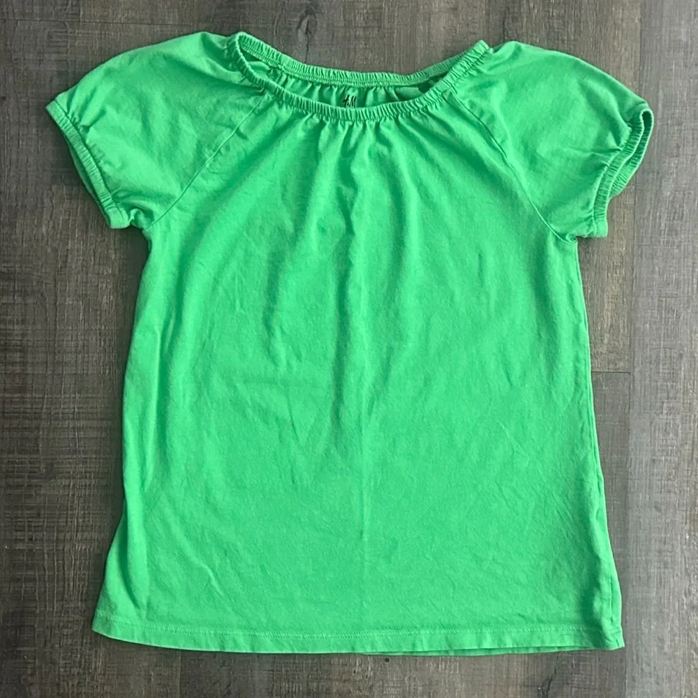 💞 New Big Girls Size 8 - 10 Green Organic Cotton Loose Fit Tee Shirt